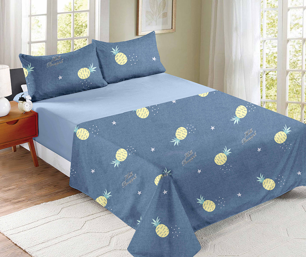 AB Side Printed Bed Sheet Set (4 Pieces)