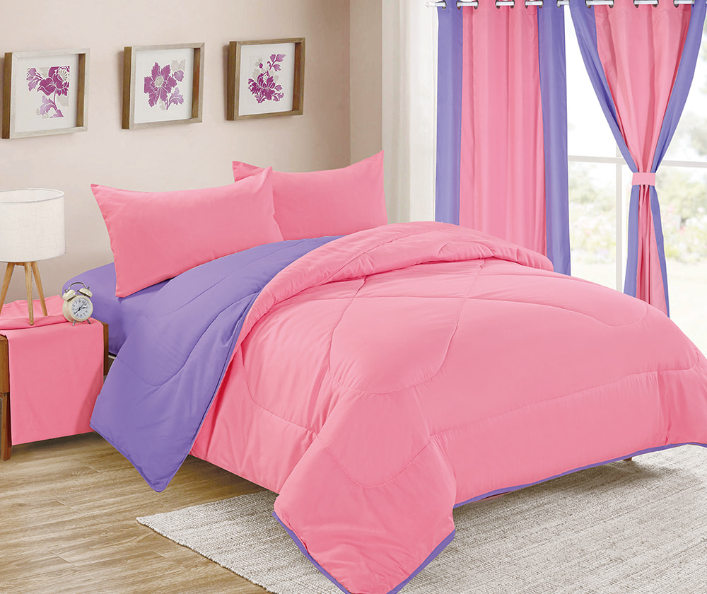 Plain-Colored Two-Tone Comforter Set (7 Pieces)