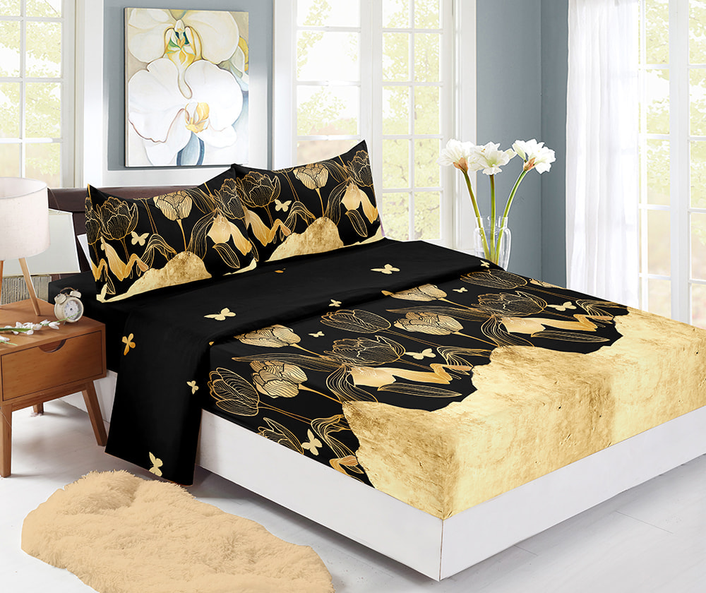 Printed Colored Fitted Sheet Set (4 Pieces)